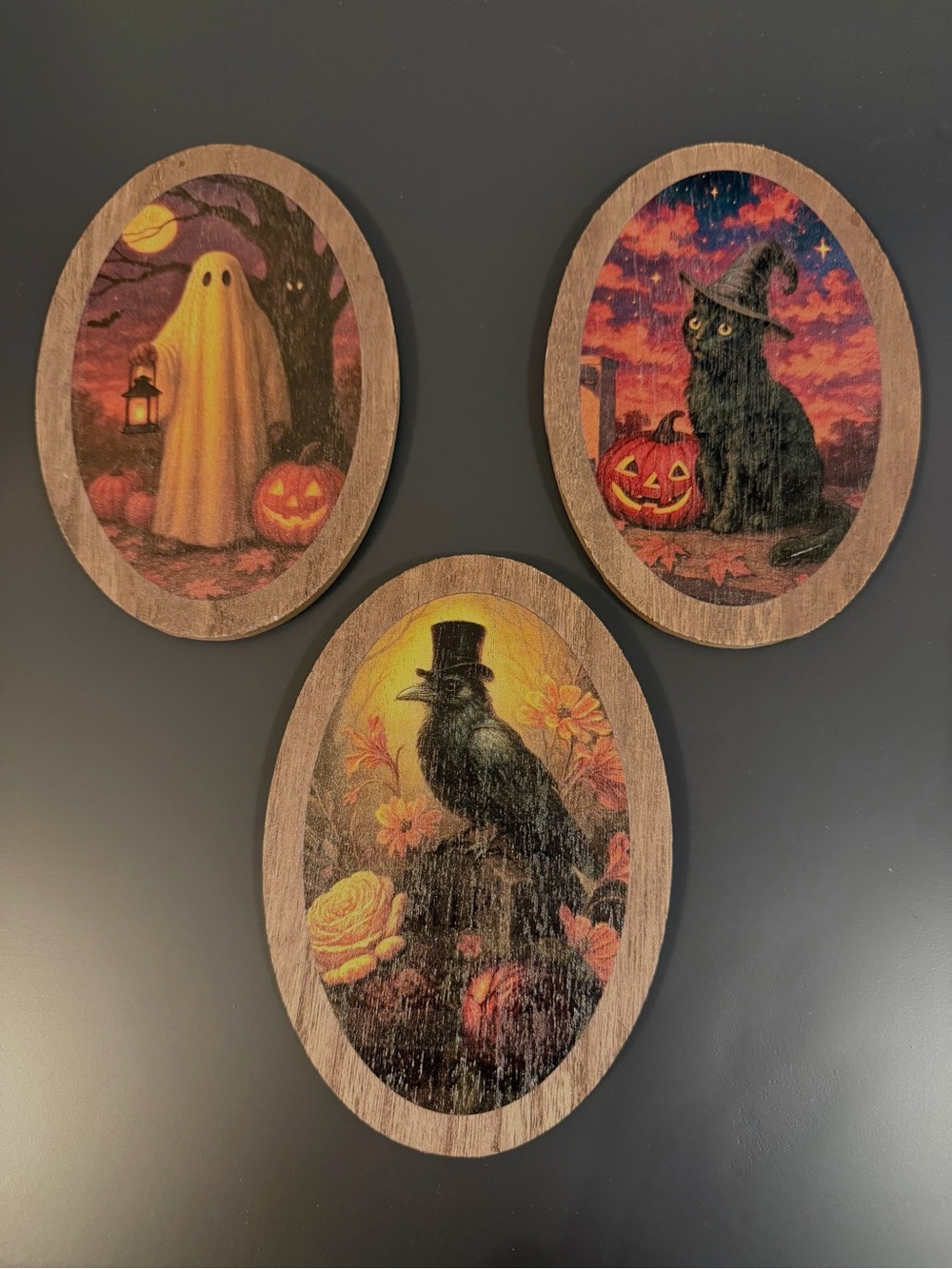 Target Vintage-Inspired Halloween Wood Plaque Trio Ghost, Black Cat & Raven 2026